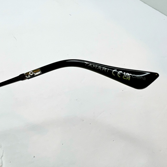 TAHARI 100% UV PROTECTION SUNGLASSES,  2 TONE FRAME, GREY&CLEAR W/CRYSTAL TEAR - Picture 7 of 10